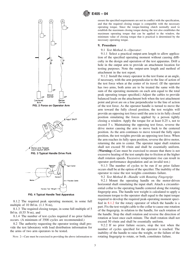 ASTM E405-04 - Standard Test Methods for Wear Testing Rotary Operators for Windows