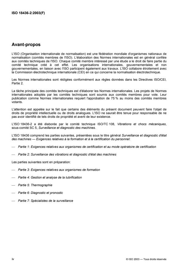 ISO 18436-2:2003 ISO 18436-2:2003 - Surveillance et diagnostic d'état des machines -- Exigences relatives a la formation et a la certification du personnel - Page 4 preview