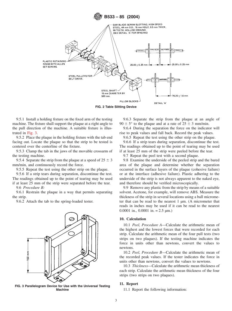 ASTM B533-85(2004) - Standard Test Method for Peel Strength of Metal Electroplated Plastics