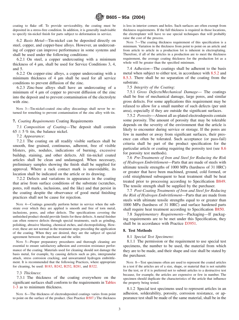 ASTM B605-95a(2004) - Standard Specification for Electrodeposited Coatings of Tin-Nickel Alloy