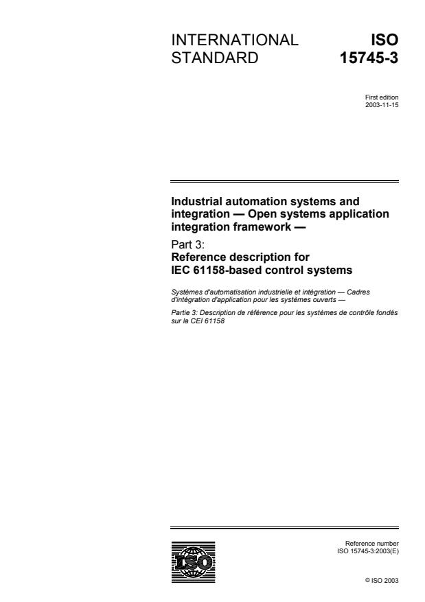 ISO 15745-3:2003 - Industrial automation systems and integration -- Open systems application integration framework