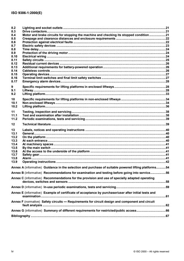 ISO 9386-1:2000 ISO 9386-1:2000 - Power-operated lifting platforms for persons with impaired mobility -- Rules for safety, dimensions and functional operation - Page 4 preview
