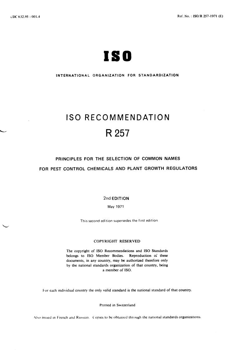 ISO/R 257:1971 - Title missing - Legacy paper document
Released:1/1/1971