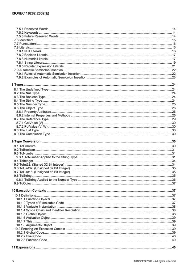 ISO/IEC 16262:2002 ISO/IEC 16262:2002 - Information technology - ECMAScript language specification - Page 4 preview