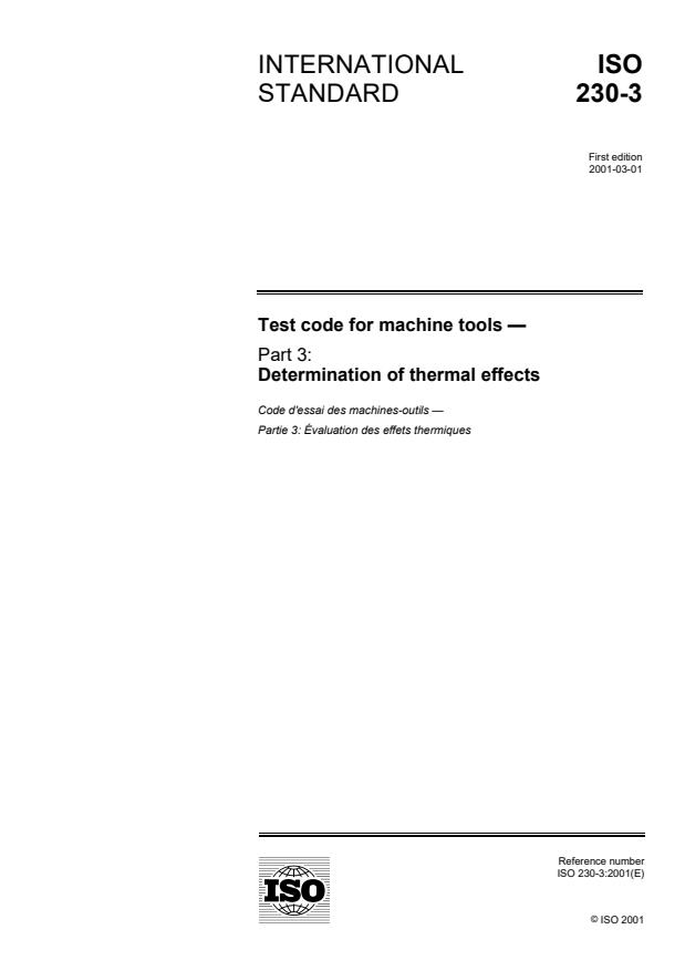 ISO 230-3:2001 - Test code for machine tools