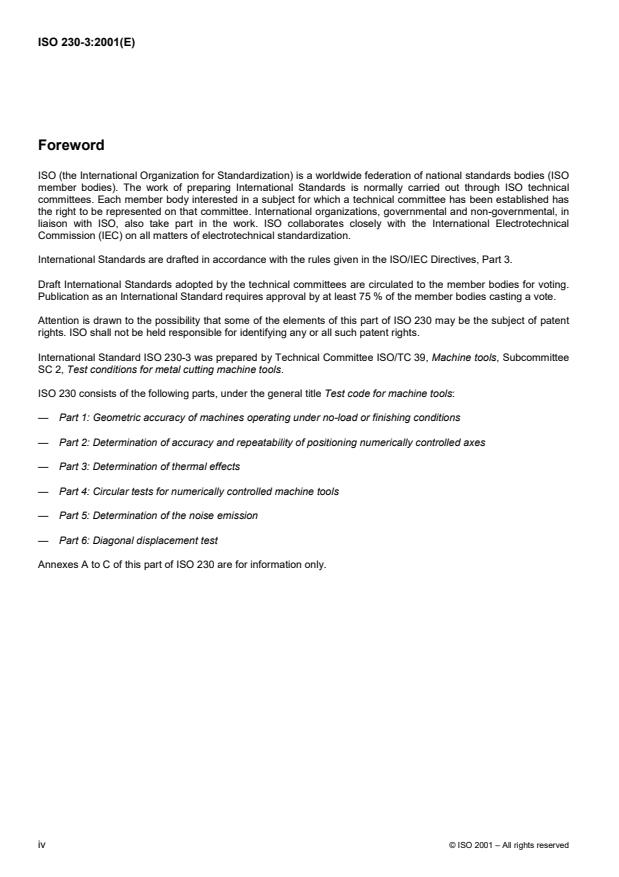 ISO 230-3:2001 ISO 230-3:2001 - Test code for machine tools - Page 4 preview