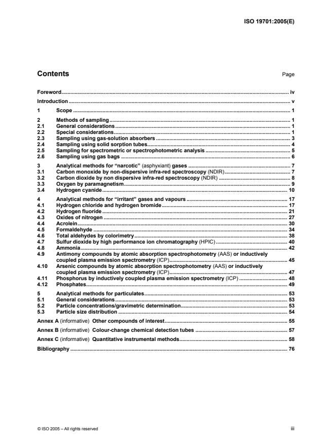 ISO 19701:2005 - Methods for sampling and analysis of fire effluents