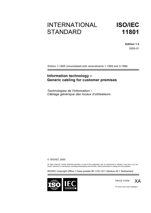 ISO/IEC 11801:2000 - Information technology -- Generic cabling for customer premises