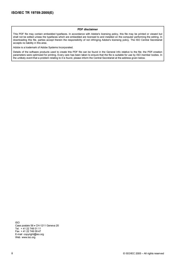 ISO/IEC TR 19759:2005 ISO/IEC TR 19759:2005 - Software Engineering -- Guide to the Software Engineering Body of Knowledge (SWEBOK) - Page 2 preview