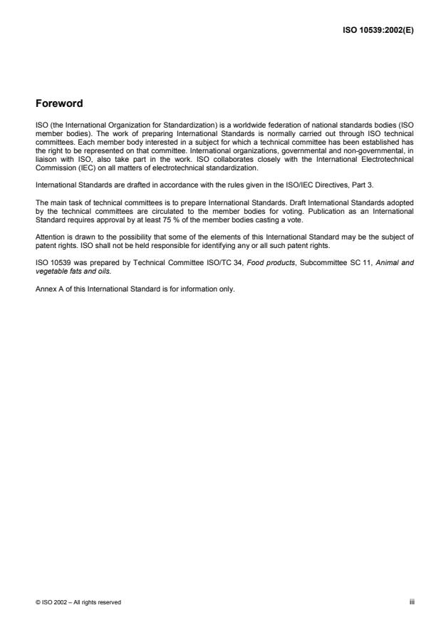 ISO 10539:2002 - Animal and vegetable fats and oils -- Determination of alkalinity