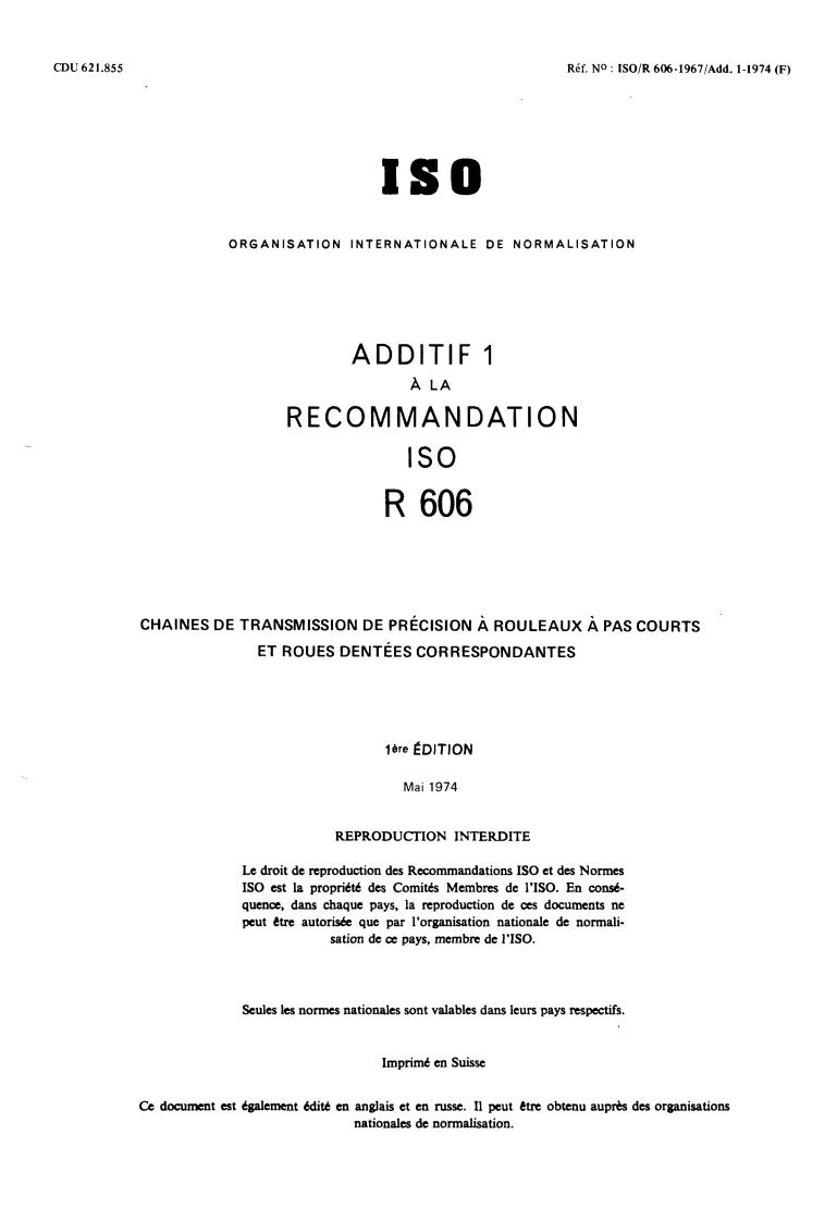 ISO/R 606:1967/Add 1 - Title missing - Legacy paper document
Released:1/1/1967