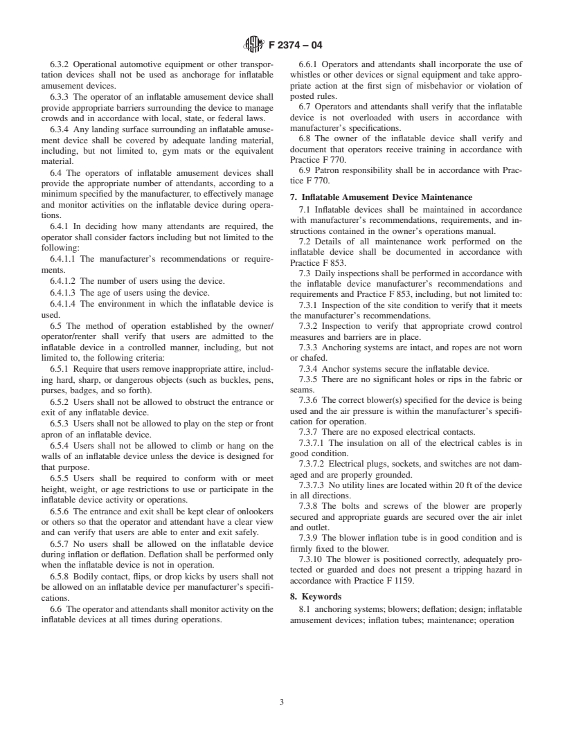 ASTM F2374-04 - Standard Practice for Design, Manufacture, Operation, and Maintenance of Inflatable Amusement Devices