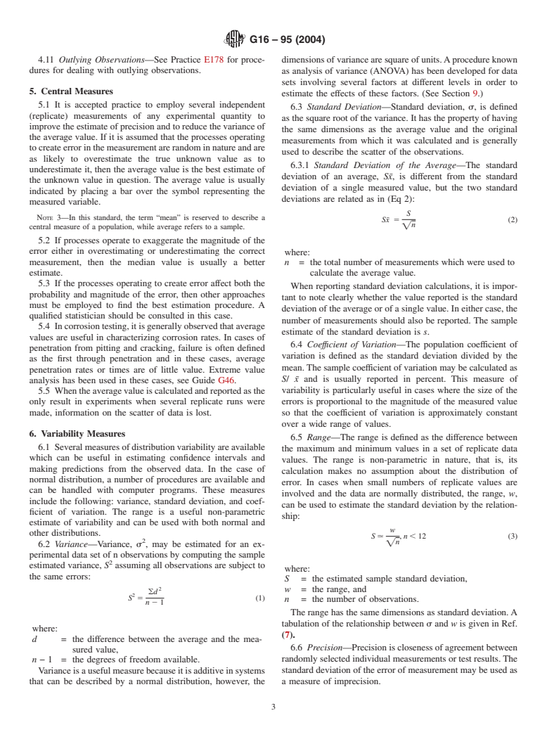 ASTM G16-95(2004) - Standard Guide for Applying Statistics to Analysis of Corrosion Data