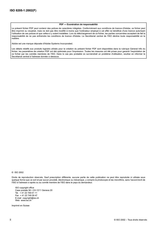 ISO 8205-1:2002 ISO 8205-1:2002 - Câbles secondaires refroidis par eau pour le soudage par résistance - Page 2 preview