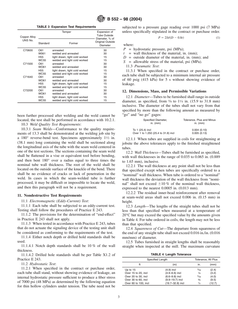 ASTM B552-98(2004) - Standard Specification for Seamless and Welded Copper--Nickel Tubes For Water Desalting Plants