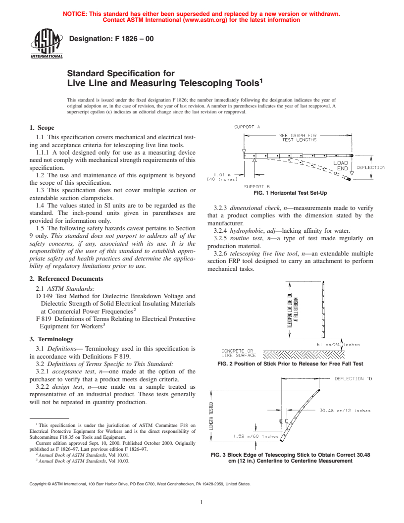 ASTM F1826-00 - Standard Specification for Live Line and Measuring Telescoping Tools