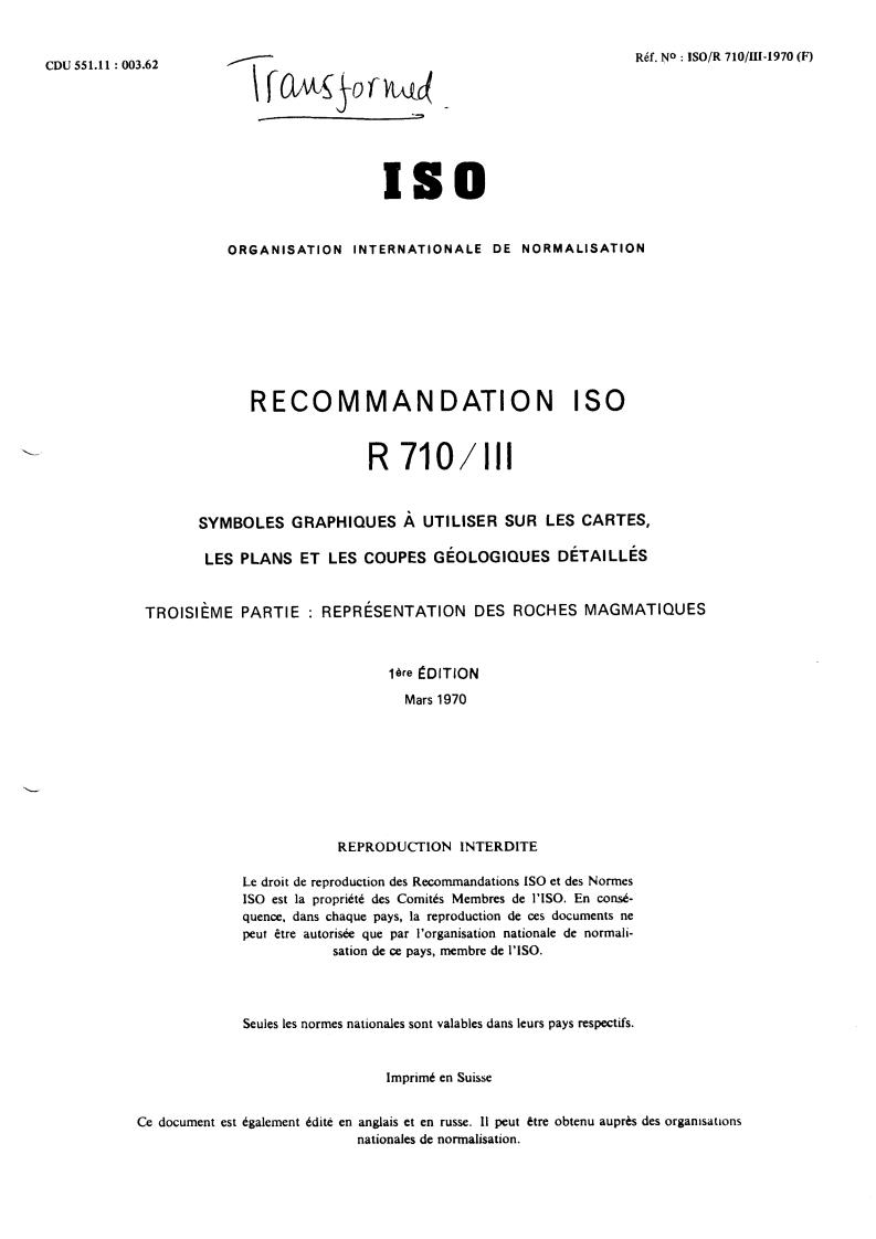 ISO/R 710-3:1970 - Title missing - Legacy paper document
Released:1/1/1970