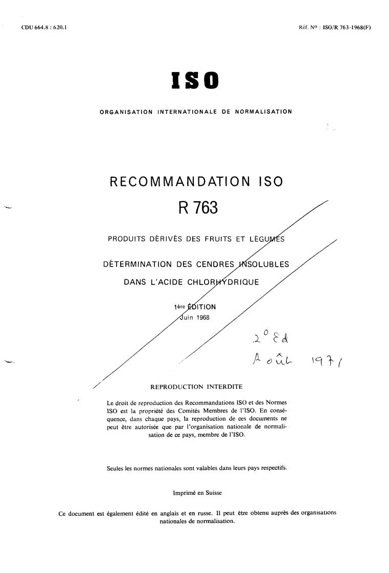 ISO/R 763:1968 - Title missing - Legacy paper document
Released:1/1/1968