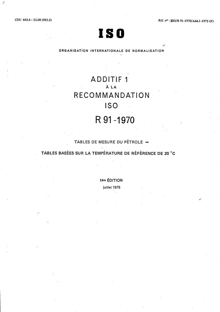 ISO/R 91:1975/Add 1 - Title missing - Legacy paper document
Released:1/1/1975