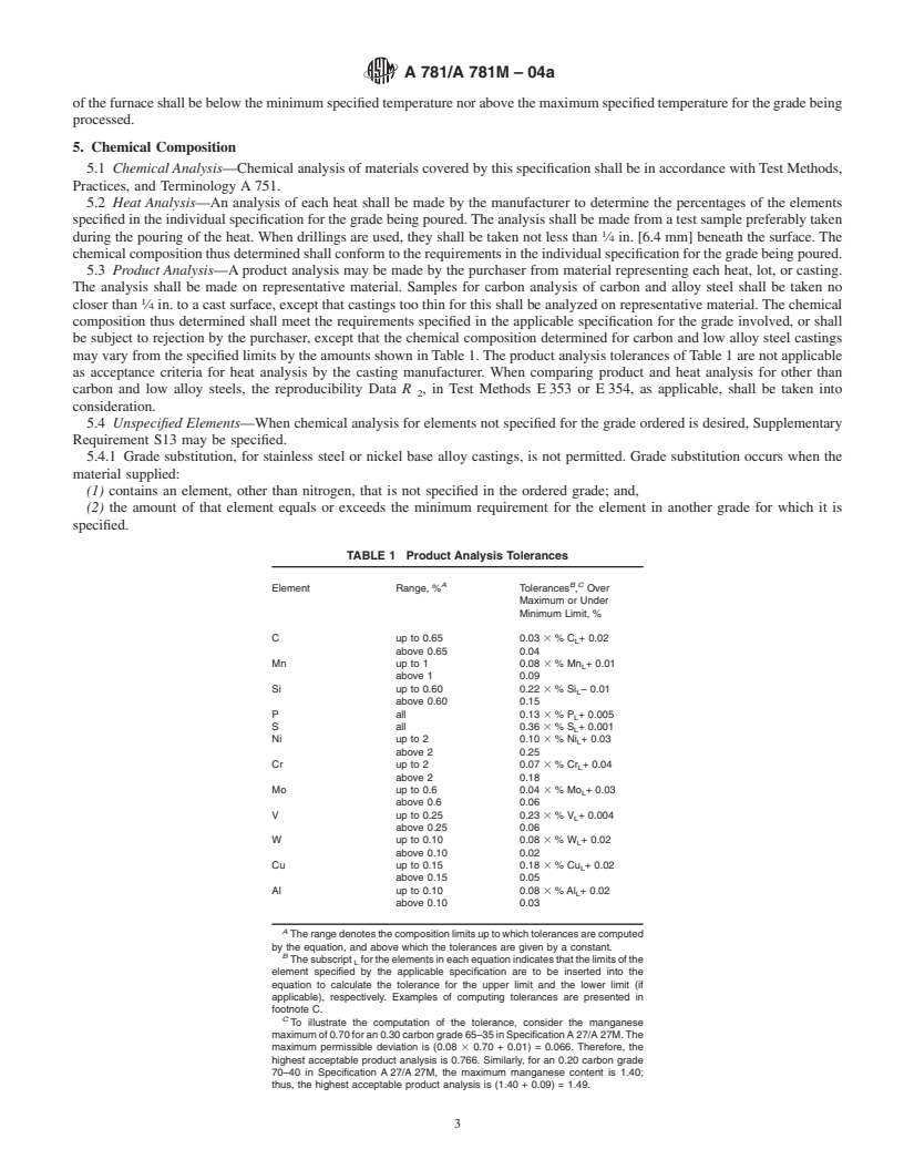 REDLINE ASTM A781/A781M-04a - Standard Specification for Castings, Steel and Alloy, Common Requirements, for General Industrial Use