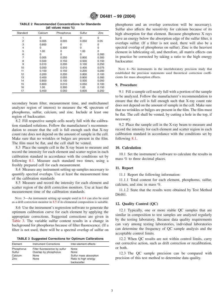 ASTM D6481-99(2004) - Standard Test Method for Determination of Phosphorus, Sulfur, Calcium, and Zinc in Lubrication Oils by Energy Dispersive X-ray Fluorescence Spectroscopy