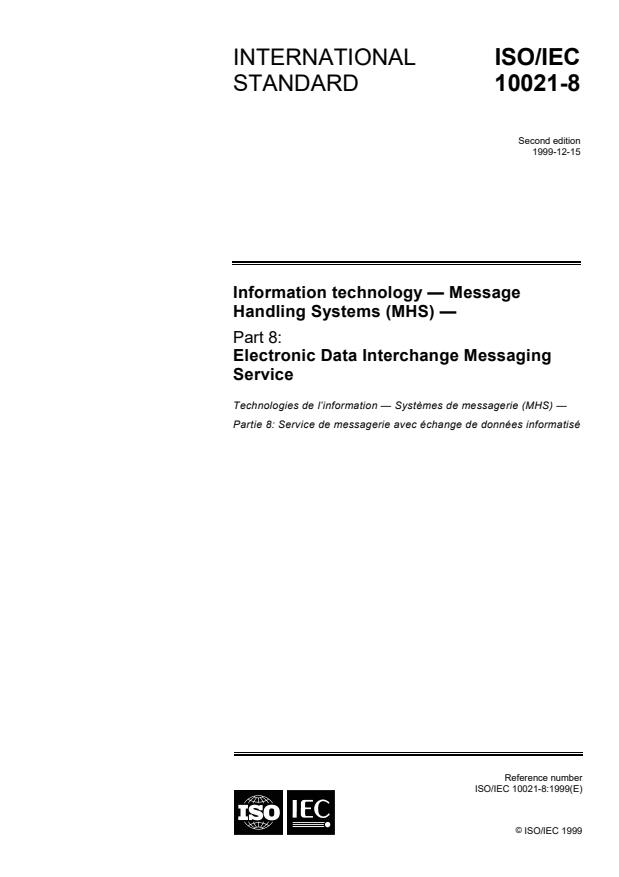 ISO/IEC 10021-8:1999 - Information technology -- Message Handling Systems (MHS)