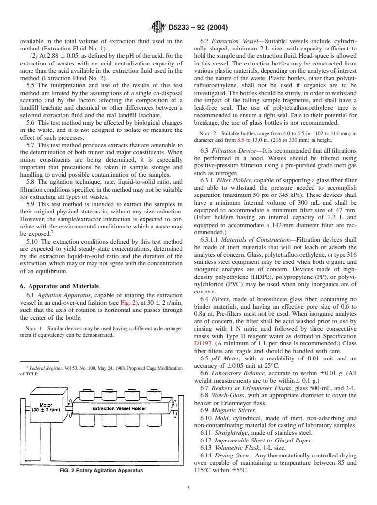 ASTM D5233-92(2004) - Standard Test Method for Single Batch Extraction Method for Wastes