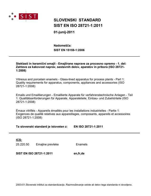 EN ISO 28721-1:2011