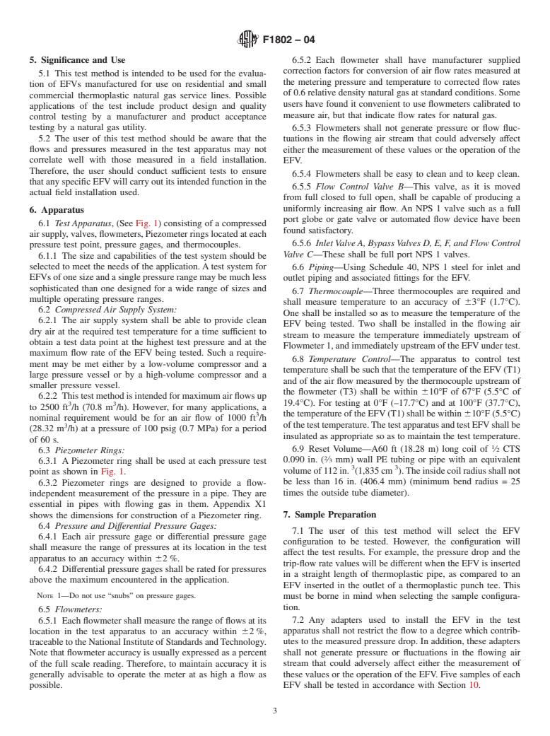 ASTM F1802-04 - Standard Test Method for Performance Testing of Excess Flow Valves