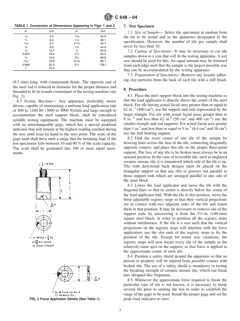 ASTM C648-04 - Standard Test Method for Breaking Strength of Ceramic Tile