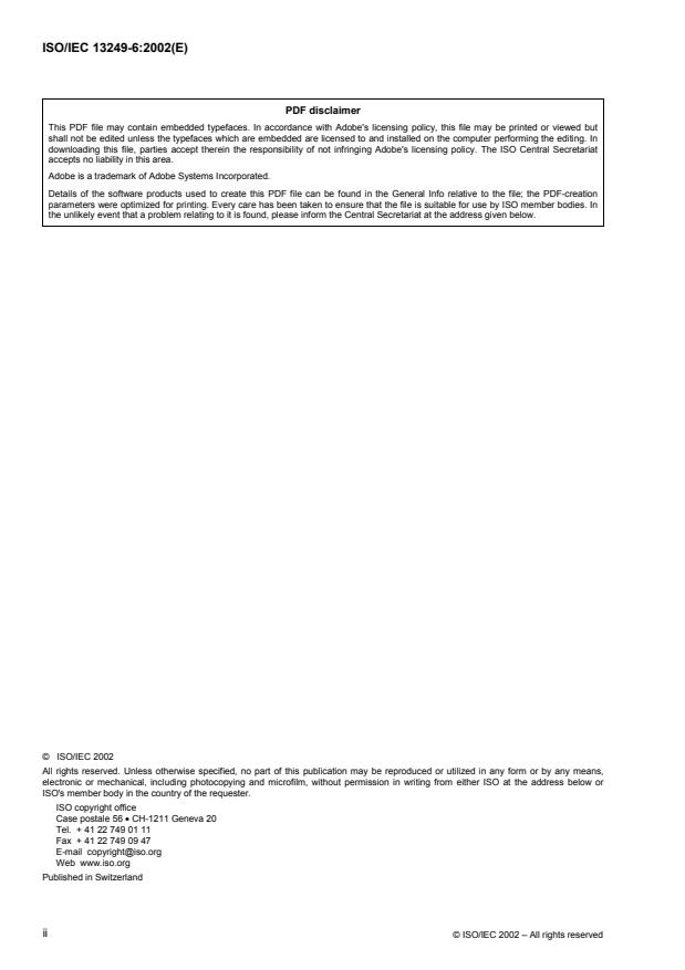 ISO/IEC 13249-6:2002 ISO/IEC 13249-6:2002 - Information technology -- Database languages -- SQL multimedia and application packages - Page 2 preview