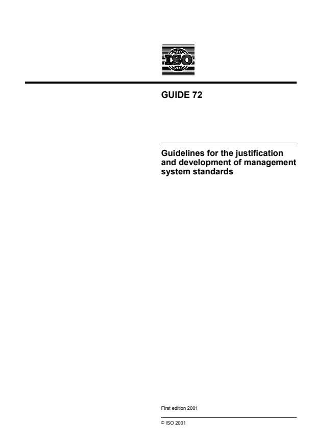 ISO Guide 72:2001 - Guidelines for the justification and development of management system standards