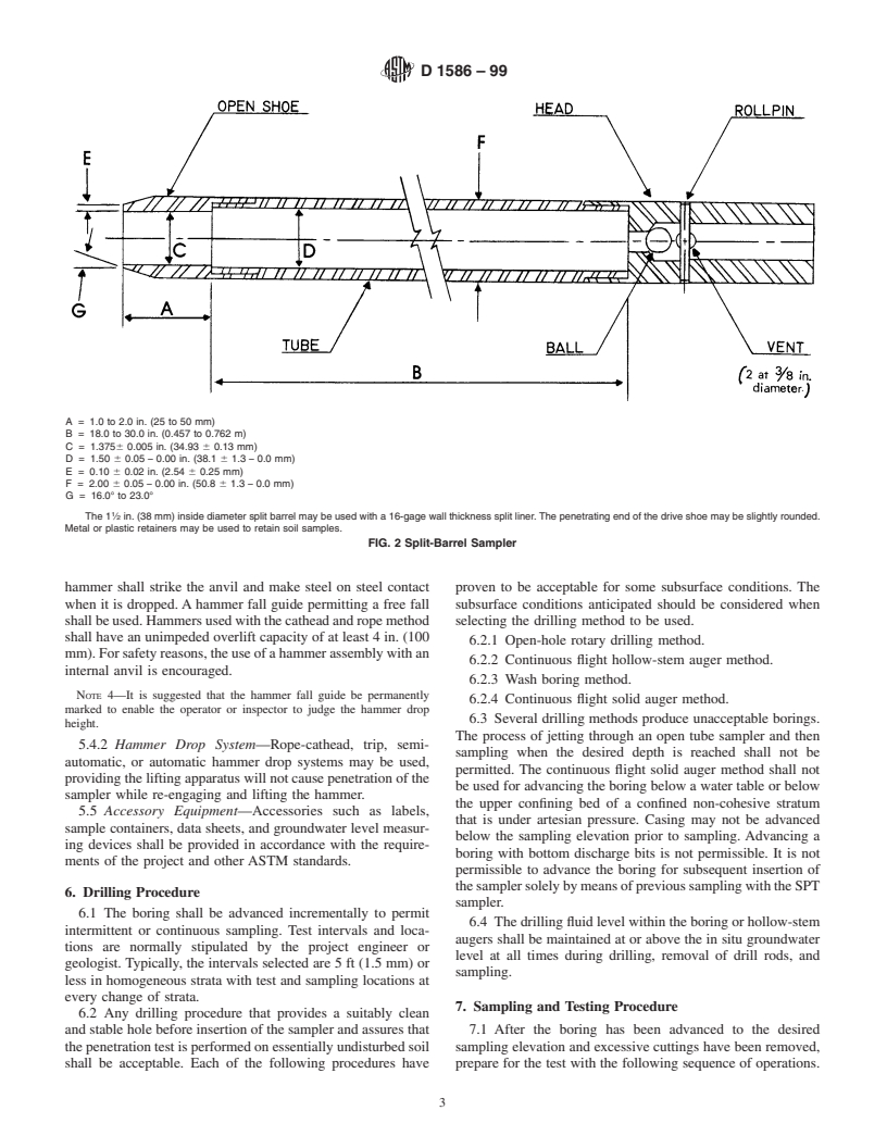 ASTM D1586-99 - Standard Test Method for Penetration Test and Split-Barrel Sampling of Soils
