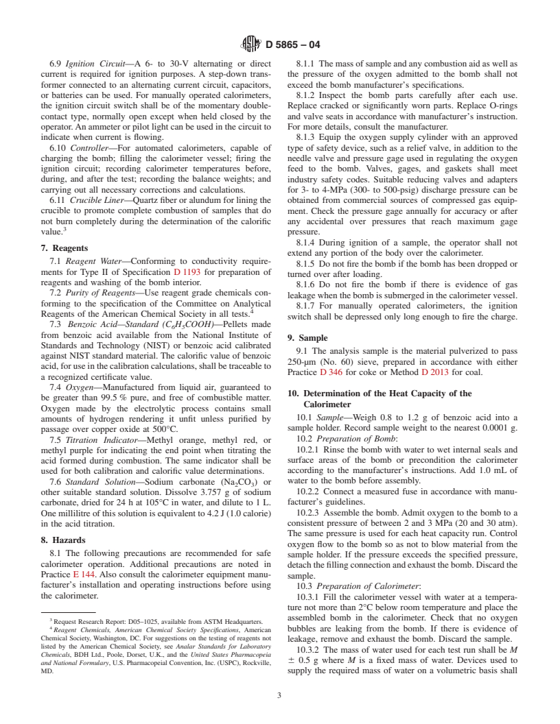 ASTM D5865-04 - Standard Test Method for Gross Calorific Value of Coal and Coke