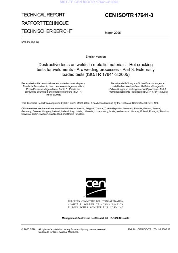 TP CEN ISO/TR 17641-3:2005