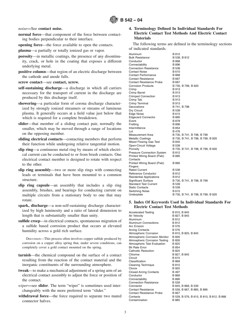 ASTM B542-04 - Standard Terminology Relating to Electrical Contacts and Their Use