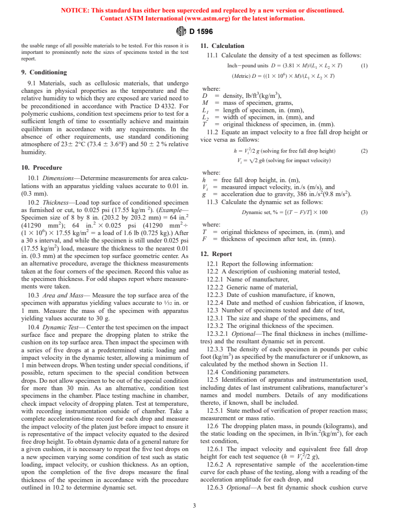 ASTM D1596-97 - Standard Test Method for Dynamic Shock Cushioning Characteristics of Packaging Material