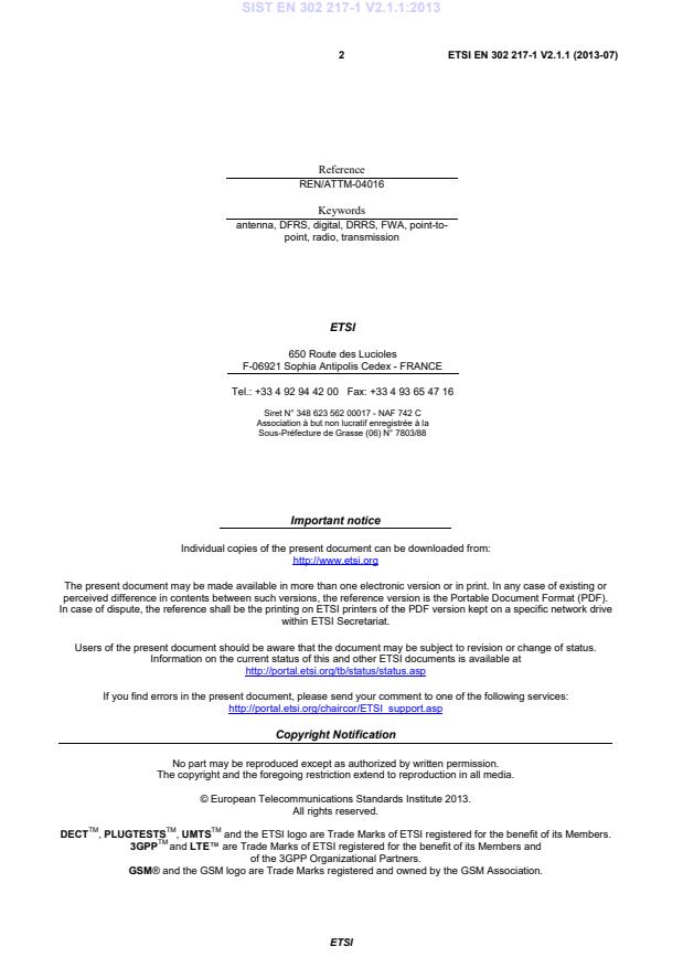 SIST EN 302 217-1 V2.1.1:2013 SIST EN 302 217-1 V2.1.1:2013 - Page 4 preview