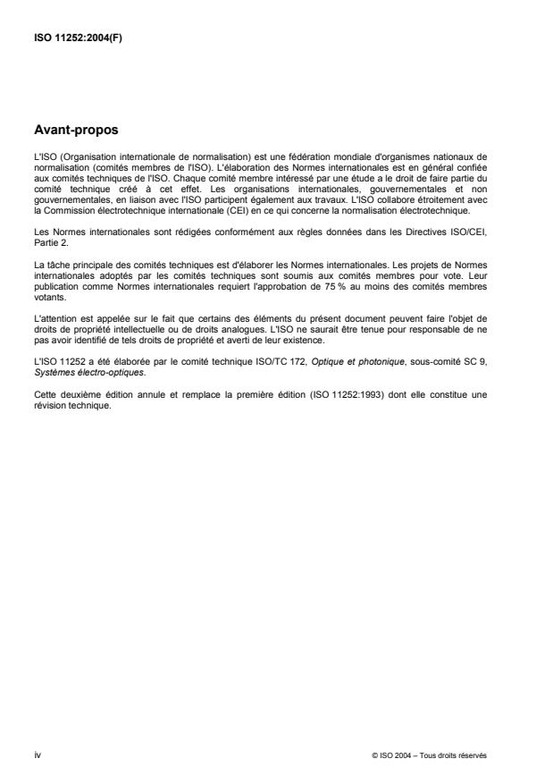 ISO 11252:2004 ISO 11252:2004 - Lasers et équipements associés aux lasers -- Source laser -- Exigences minimales pour la documentation - Page 4 preview