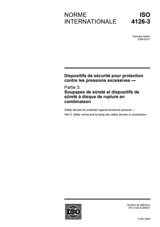 ISO 4126-3:2006 - Dispositifs de sécurité pour protection contre les pressions excessives
