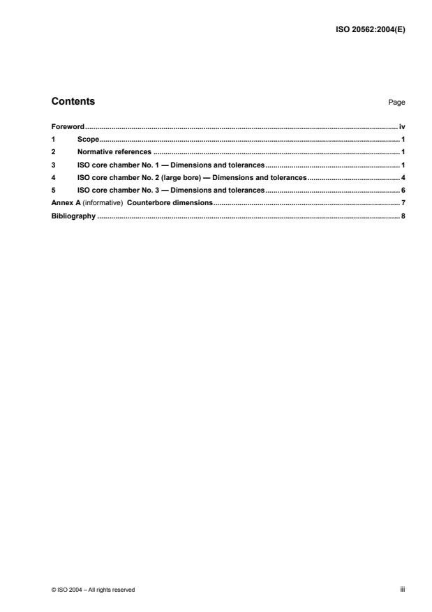 ISO 20562:2004 - Tyre valves -- ISO core chambers No. 1, No. 2 and No. 3
