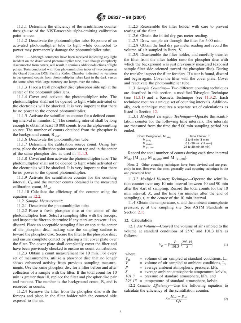 ASTM D6327-98(2004) - Standard Test Method for Determination of Radon Decay Product Concentration and Working Level in Indoor Atmospheres by Active Sampling on a Filter