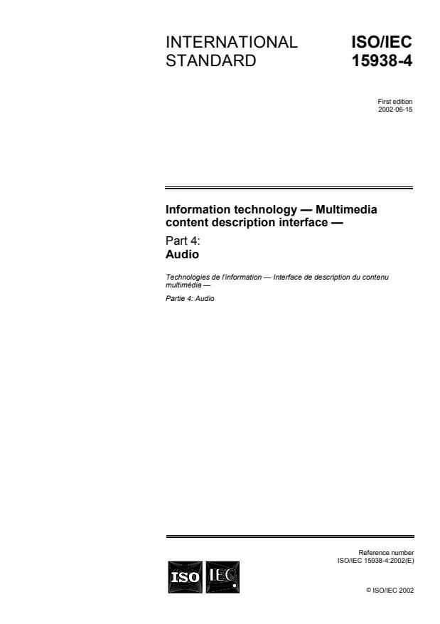 ISO/IEC 15938-4:2002 - Information technology -- Multimedia content description interface