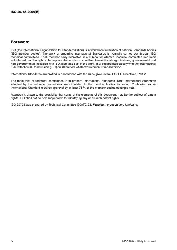 ISO 20763:2004 ISO 20763:2004 - Petroleum and related products -- Determination of anti-wear properties of hydraulic fluids -- Vane pump method - Page 4 preview