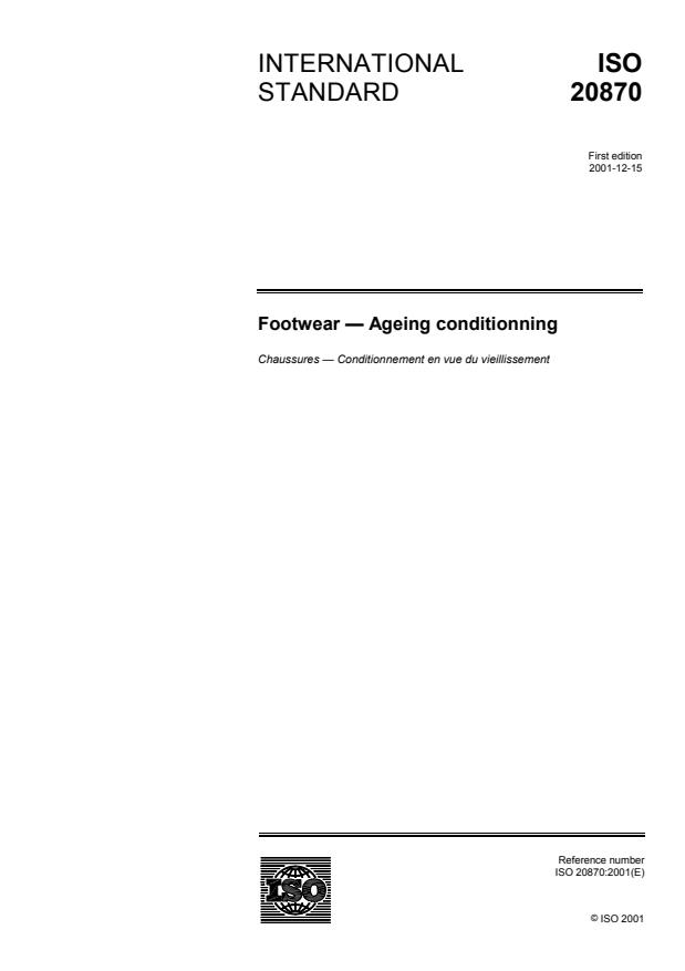 ISO 20870:2001 - Footwear -- Ageing conditioning