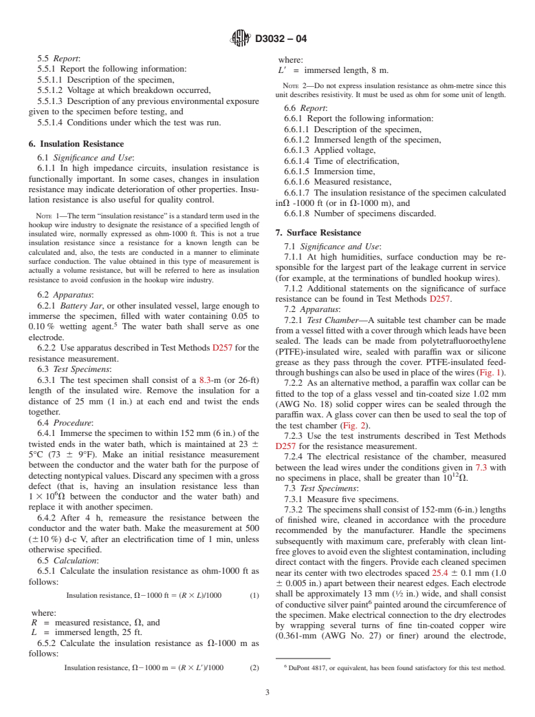 ASTM D3032-04 - Standard Test Methods for Hookup Wire Insulation