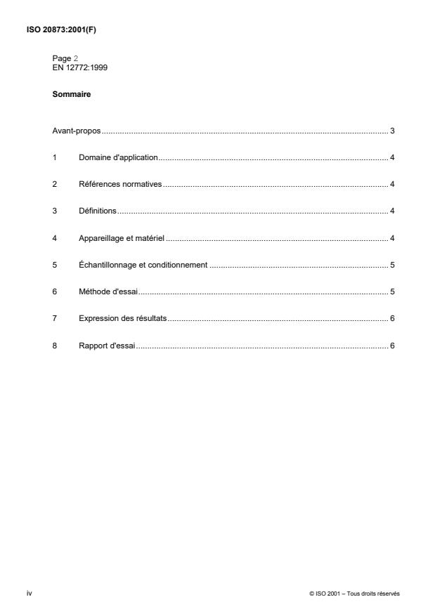 ISO 20873:2001 ISO 20873:2001 - Chaussures -- Méthodes d'essai applicables aux semelles d'usure -- Stabilité dimensionnelle - Page 4 preview