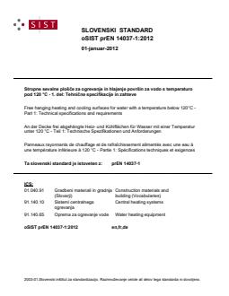 FprEN 14037-1 prEN 14037-1:2012 - Page 1 preview