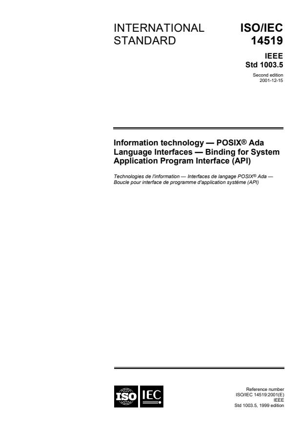 ISO/IEC 14519:2001 - Information technology -- POSIX Ada Language Interfaces -- Binding for System Application Program Interface (API)
