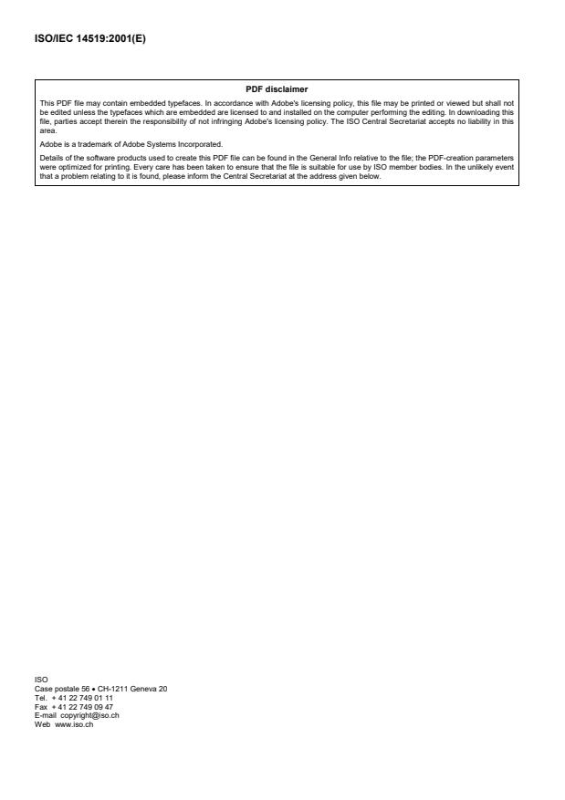 ISO/IEC 14519:2001 ISO/IEC 14519:2001 - Information technology -- POSIX Ada Language Interfaces -- Binding for System Application Program Interface (API) - Page 2 preview